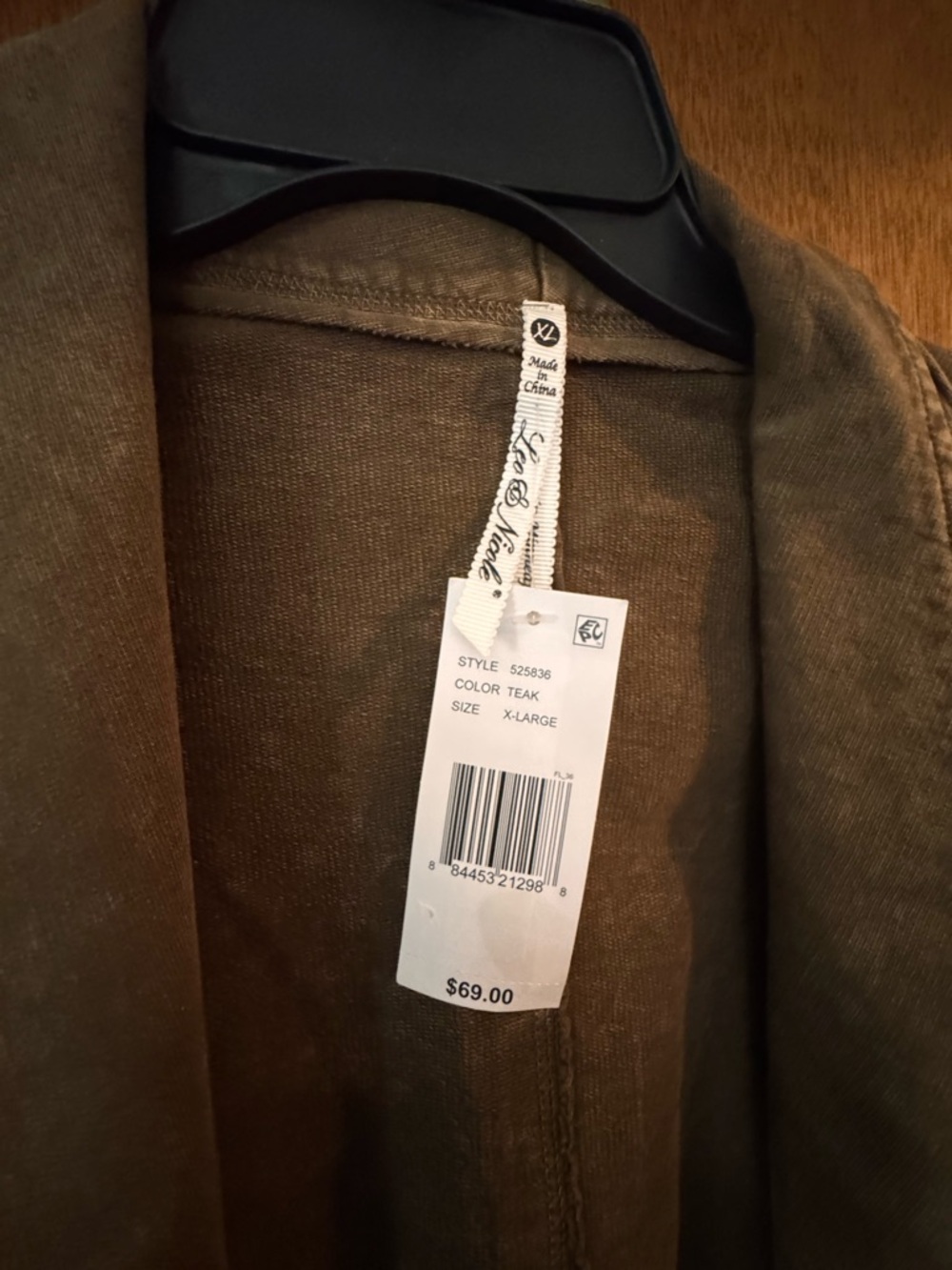 Leo & Nicole Washed Brown Draped Open-Front Cardigan - Picture 3 of 3
